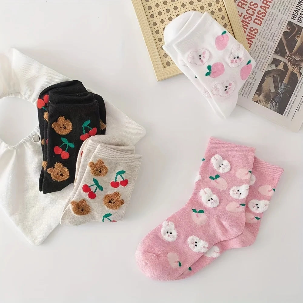 Long Socks for Girls - Soft Cute Knee High Socks, 4 Pairs, One Size
