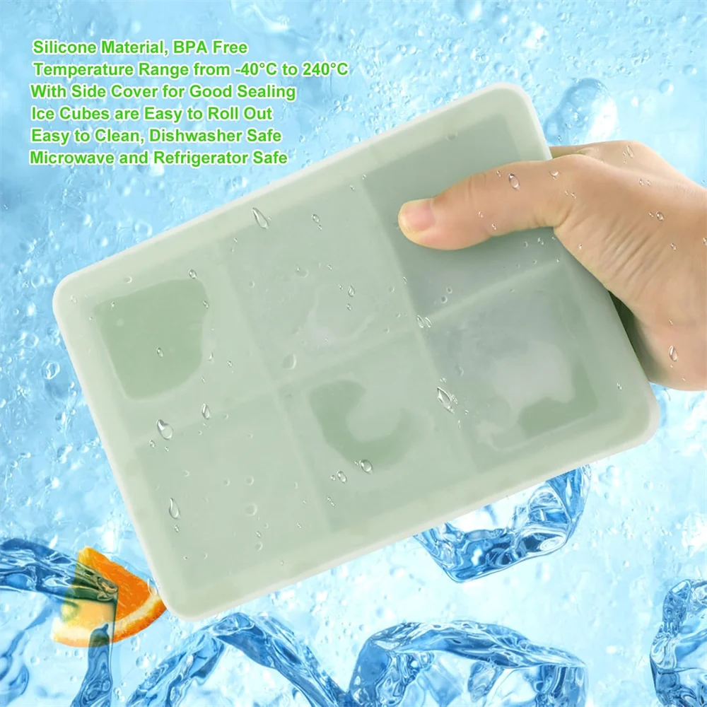 Large Ice Cube Tray with Lid - Stackable Silicone Mould for Whiskey, Cocktails and Bourbon
