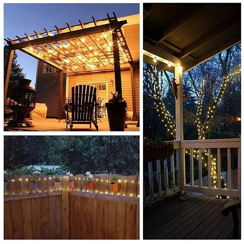 Solar Fairy String Lights - Waterproof 12m 100 LED Outdoor Garden Lights, 8 Modes