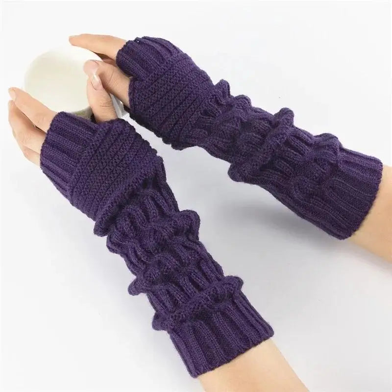 Women's Fingerless Knit Gloves - One-Size Casual Knit Gloves in 4 Colours