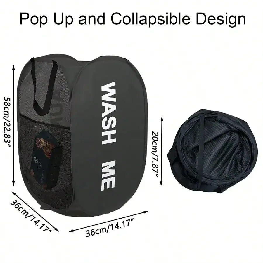 Pop Up Laundry Hamper - Portable Breathable Mesh Basket for Travel and Dorms