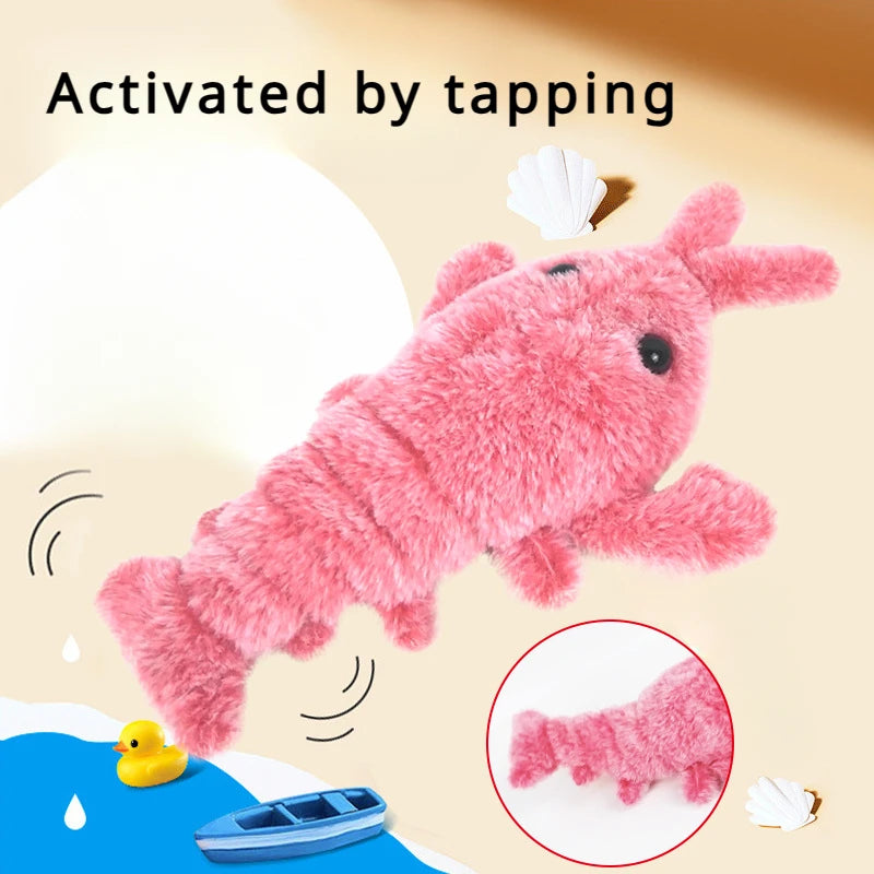 Electric Cat Toy - USB Rechargeable Jumping Shrimp Plush Toy for Indoor Cats