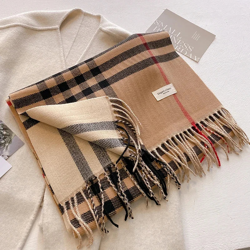 Cashmere Plaid Scarf - Warm Autumn and Winter Wrap in Five Colours