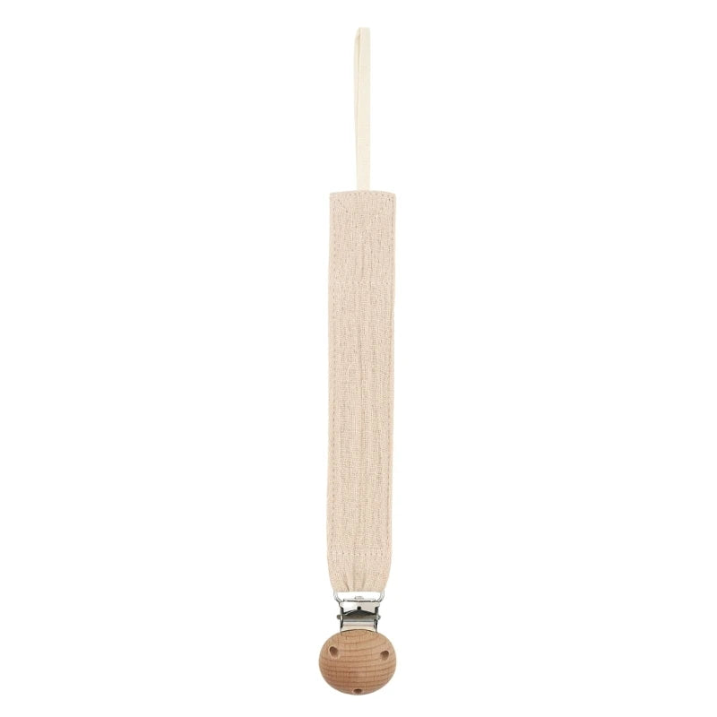 Baby Pacifier Clip - Cotton and Beech Wood Dummy Chain Holder, 26 cm