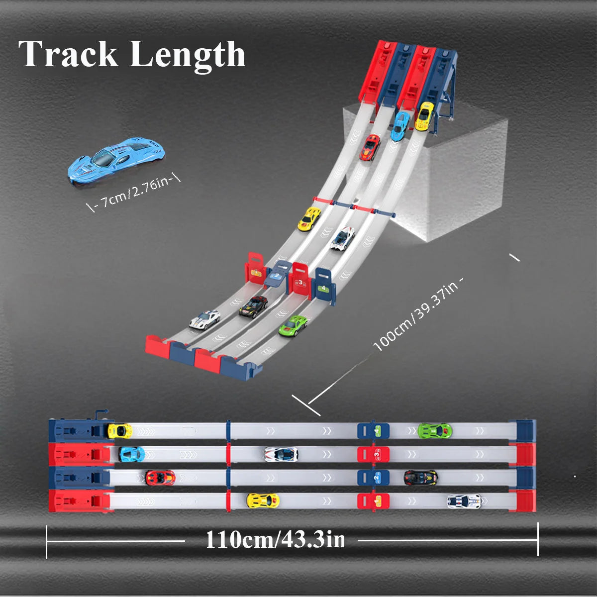 Racing Track Toy - One or Two Lane Car Track Set for Kids and Gifting