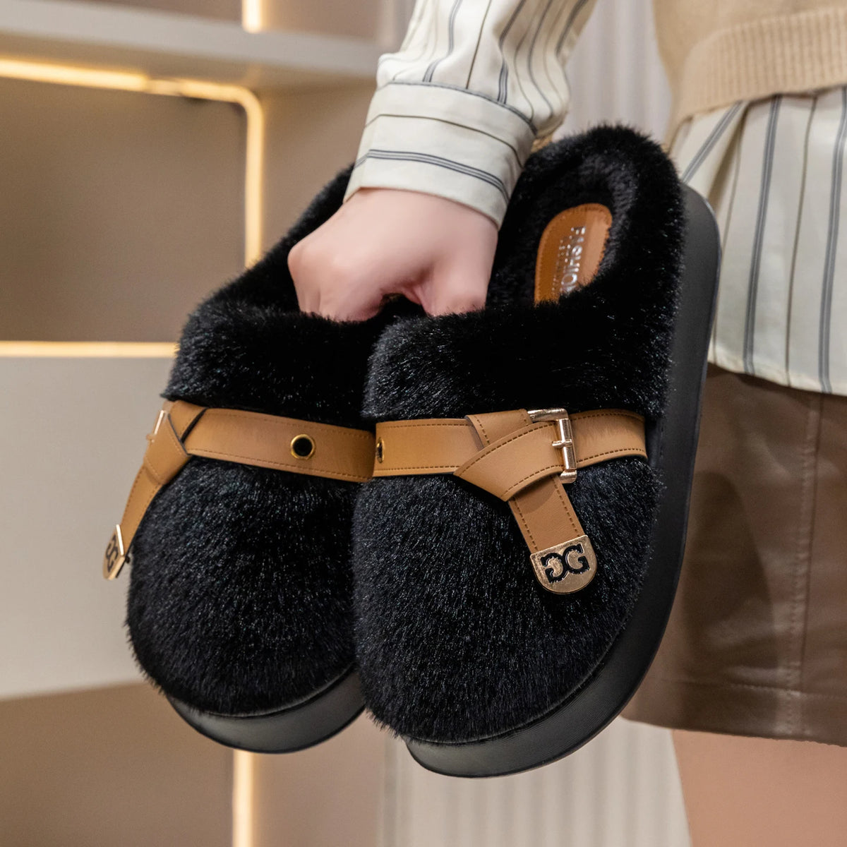 Women's Plush Slippers - Non-Slip Indoor House Shoes, Sizes 36-45