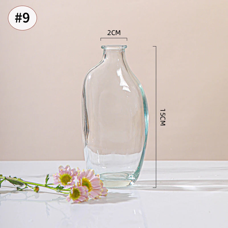 Retro Glass Vase - Thick Glass Bud Vase for Hydroponics and Table Decor