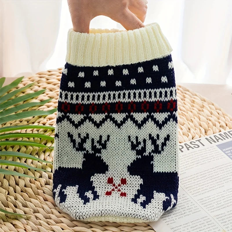 Christmas Pet Sweater - Knitted Wool Jumper for Dogs and Cats, Sizes S to XXL