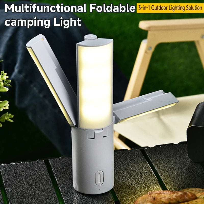 Folding Camping Lantern - Rechargeable LED Tent Light with 3 Colour Modes and Hanging Hook