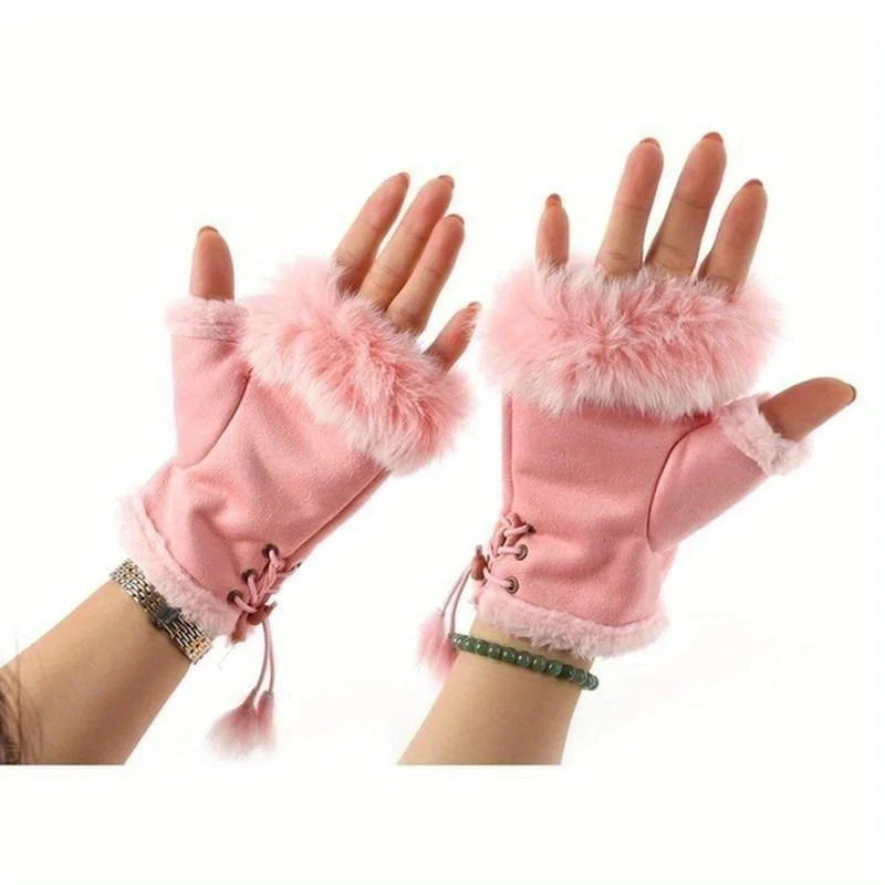 Faux Rabbit Fur Wrist Warmers - Soft Fur Hand Warmers in 9 Colours for Winter