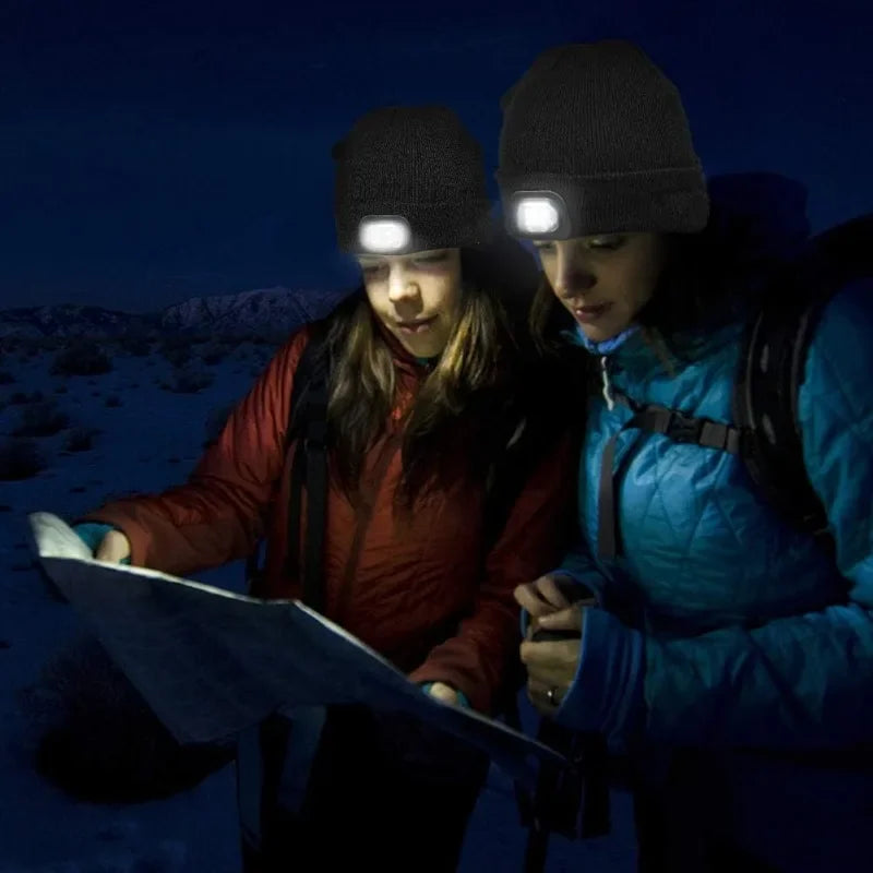 LED Beanie Hat - Rechargeable Knitted Winter Hat for Outdoor Activities