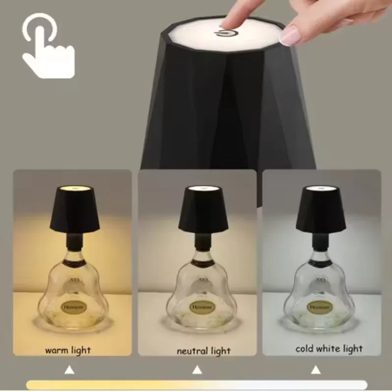 Wireless Bottle Table Lamp - Rechargeable Bar Light for Wine Bottles