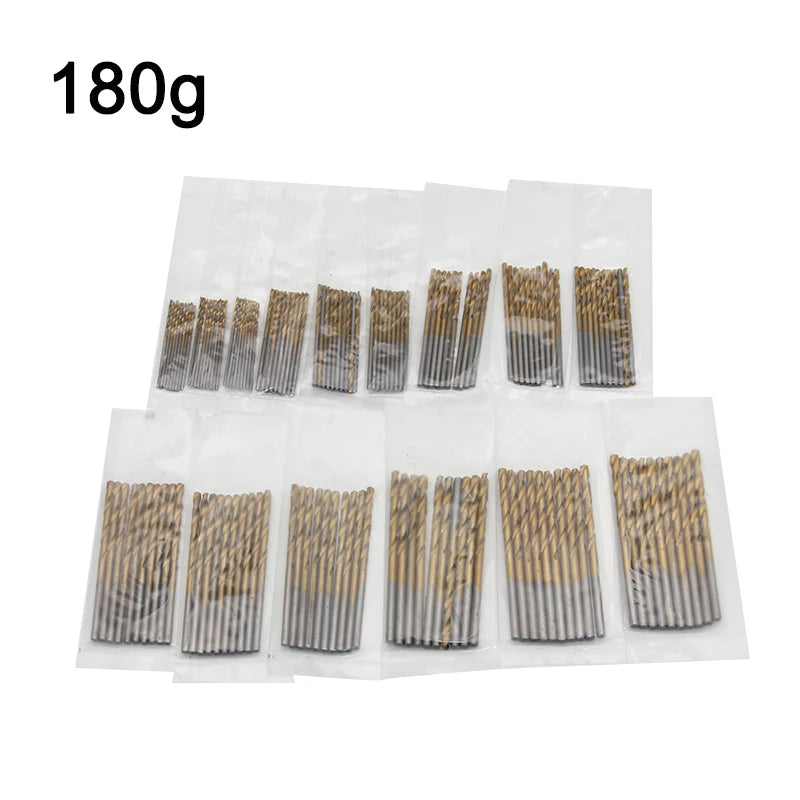 Twist Drill Bit Set 50pc - 1mm to 3mm Titanium Plated Micro Bits for Woodwork