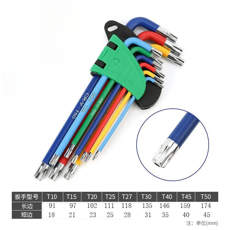 Allen Key Set 9 Piece - Long Arm Hex Key Wrench Kit 1.5mm to 10mm for Bike and Furniture Repair