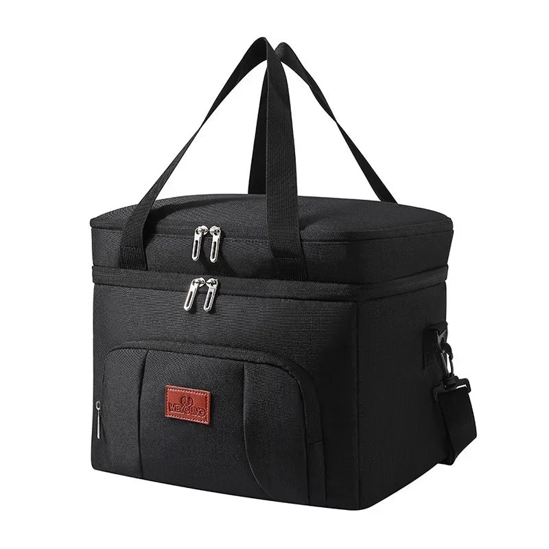 Insulated Cooler Tote Bag - Leakproof Double Layer Lunch and Picnic Bag with Shoulder Strap