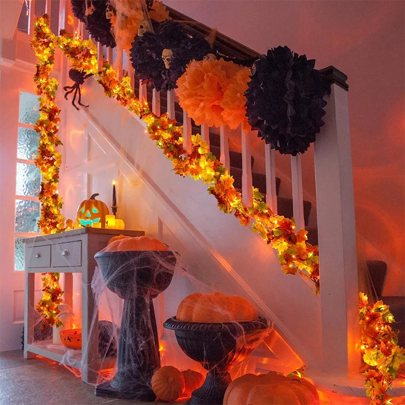 Artificial Maple Leaf Garland 200cm - Autumn Vine for Doors and Mantels
