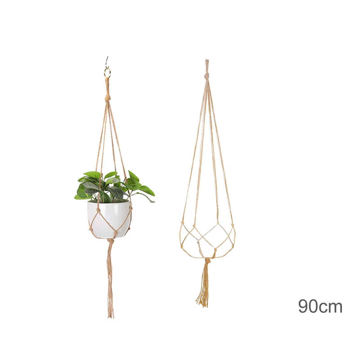 Macrame Plant Hanger - Handmade Knotted Rope Holder for Pots and Balcony Baskets
