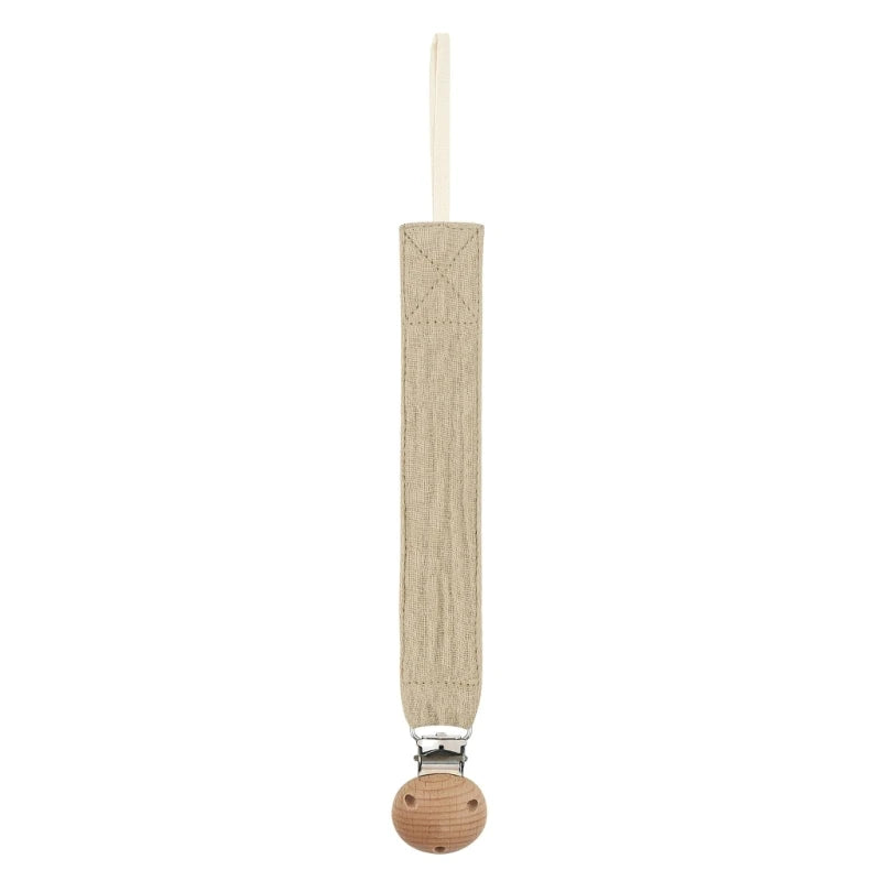 Baby Pacifier Clip - Cotton and Beech Wood Dummy Chain Holder, 26 cm