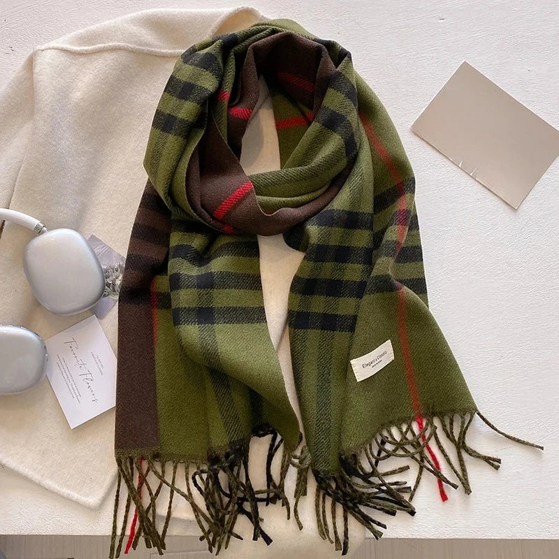 Cashmere Plaid Scarf - Warm Autumn and Winter Wrap in Five Colours