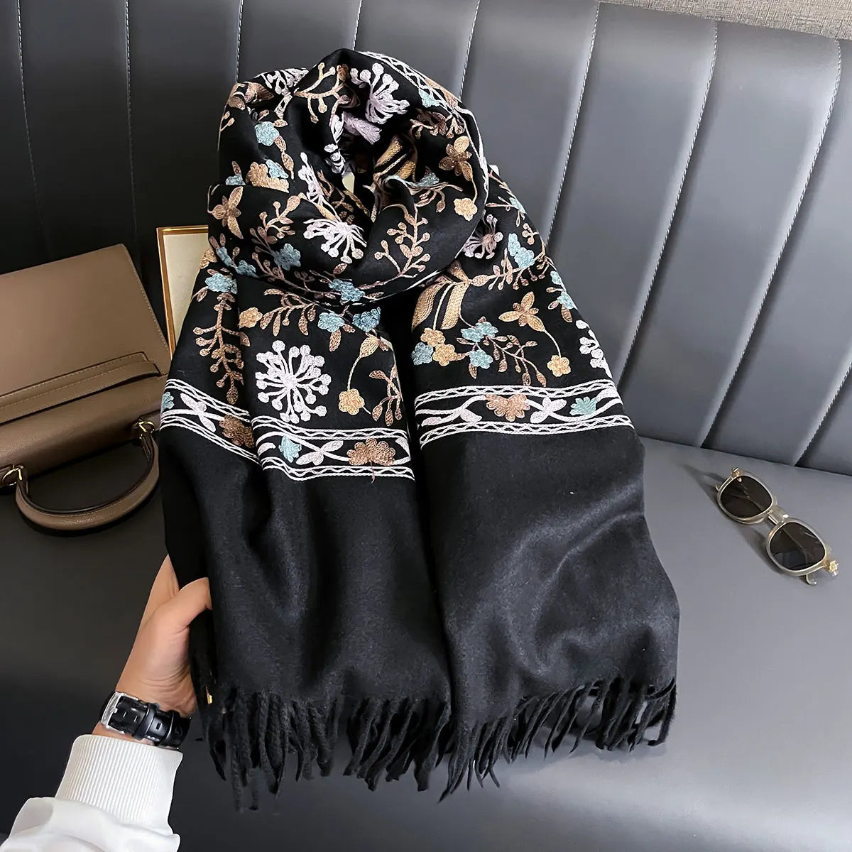 Cashmere Winter Scarf - Thick Pashmina Blanket Shawl Wrap in 4 Colours