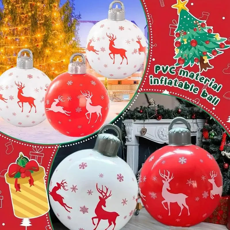 Inflatable Christmas Ball - 40cm PVC Outdoor Bauble for Gardens and Trees