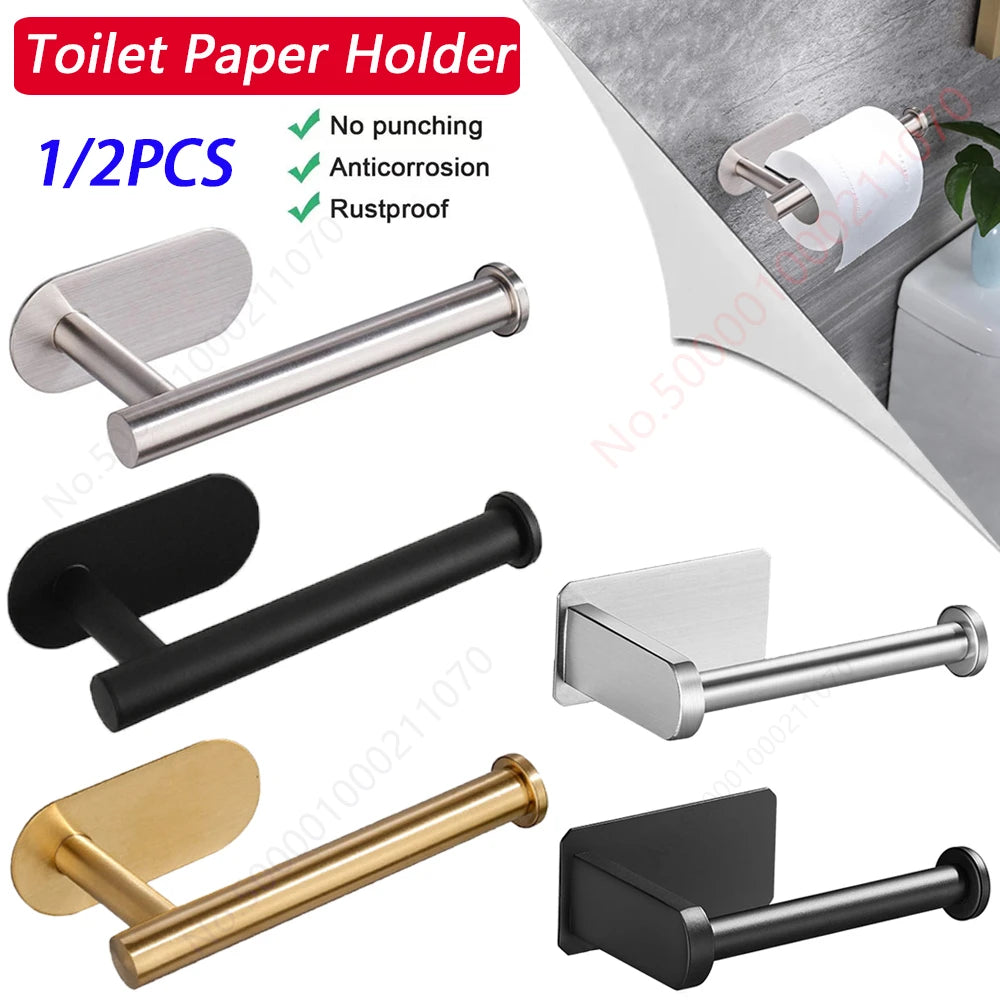 Toilet Paper Rack - Black, Silver or Gold Holder in 1 and 2 Piece Packs