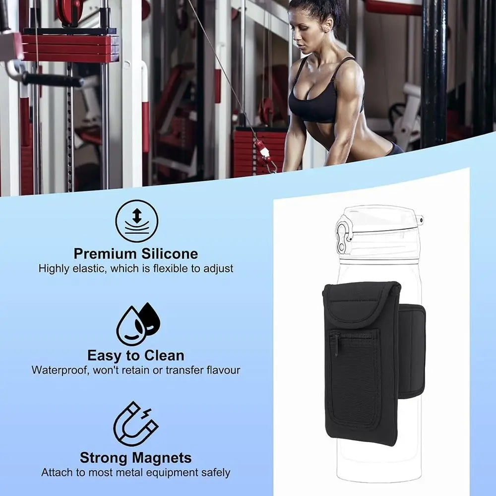 Magnetic Water Bottle Holder - Metal Gym Bag Clip for Racks and Frames