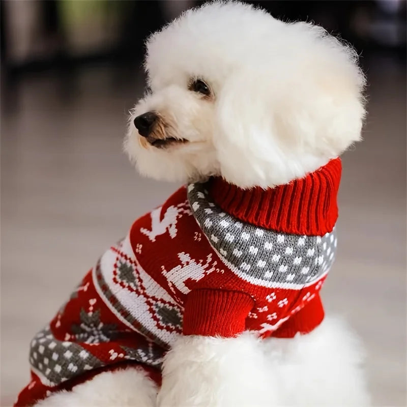 Christmas Pet Sweater - Knitted Wool Jumper for Dogs and Cats, Sizes S to XXL