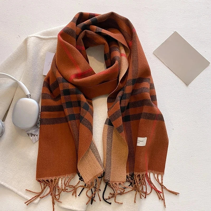 Cashmere Plaid Scarf - Warm Autumn and Winter Wrap in Five Colours