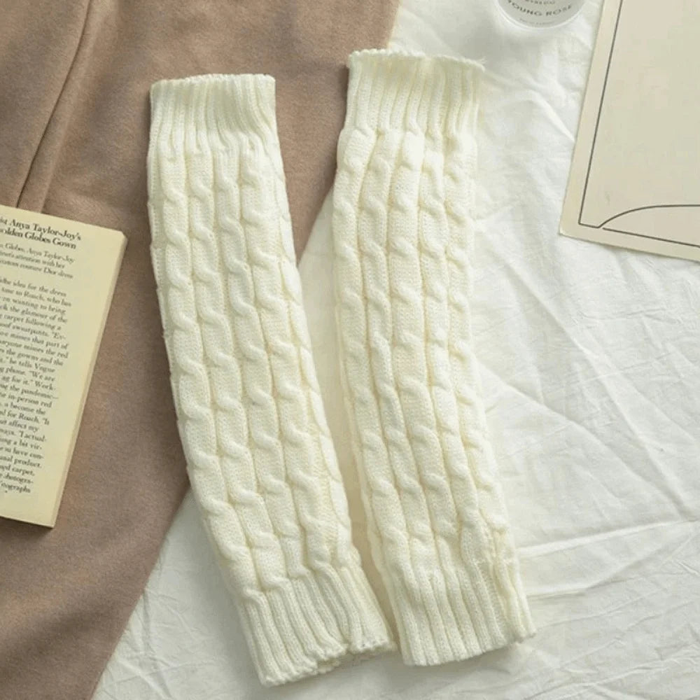 Twist Knit Leg Warmers - Cosy Elastic Boot Socks in 6 Colours