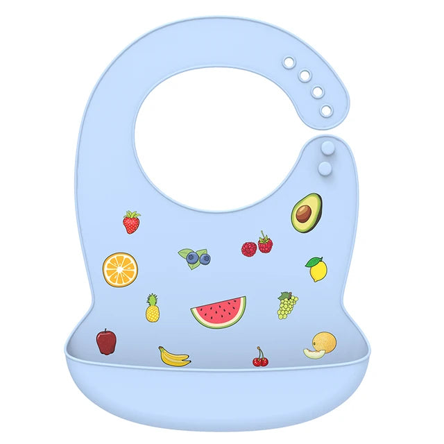Silicone Baby Bib - Waterproof Feeding Apron with Crumb Catcher Pocket