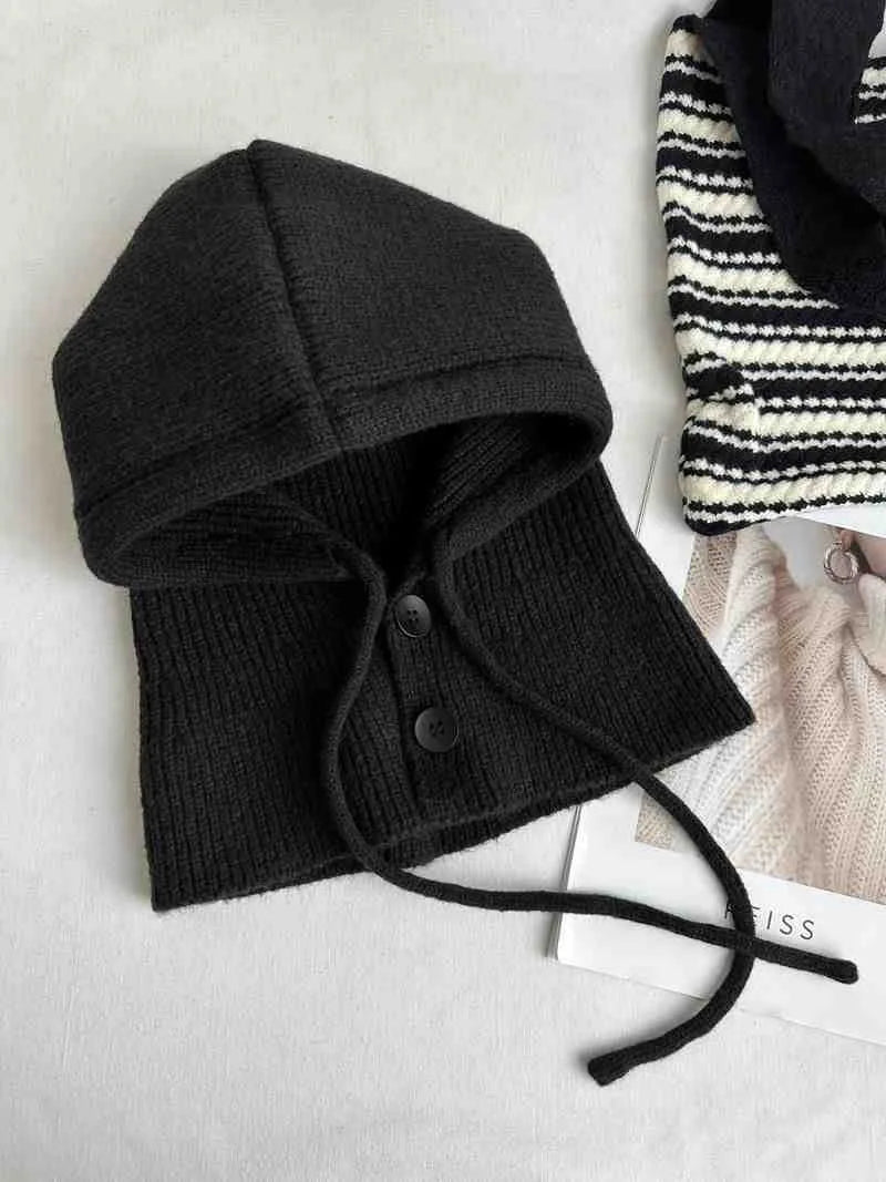 Knitted Hooded Scarf Hat - Two in One Winter Hood for Outdoor Warmth