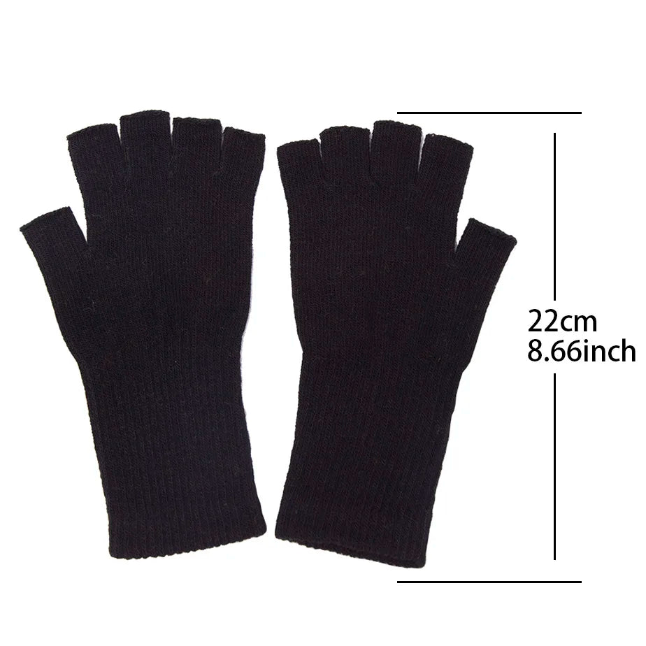 Long Fingerless Knitted Gloves - Warm Stretch Arm Warmers, One Size