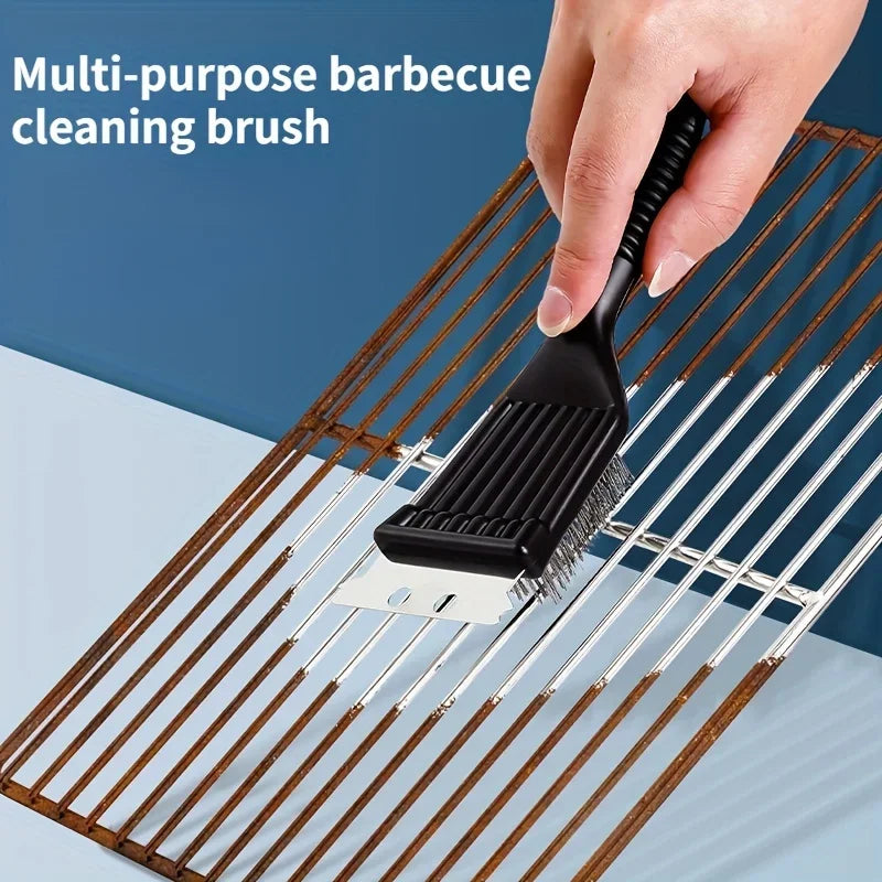 Heavy Duty Grill Cleaning Brush with Steel Bristles - BBQ Grate Scrubber