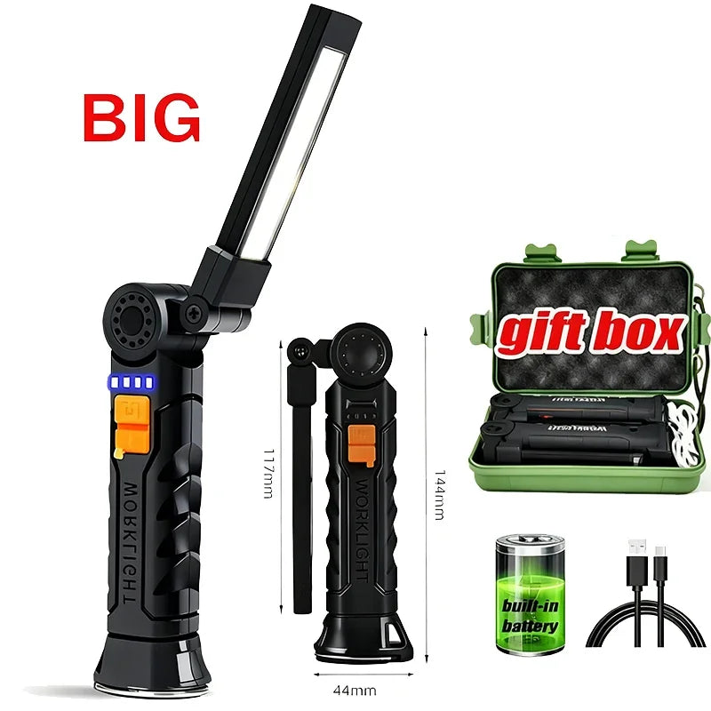 COB LED Work Light - Rechargeable Cordless Magnetic Inspection Lamp for Car, Garage and Camping