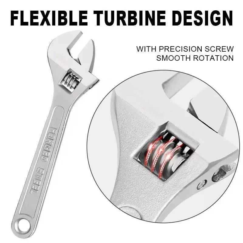 Adjustable Wrench - Wide Jaw Long Handle Spanner in 6, 8, 10 and 12 inch