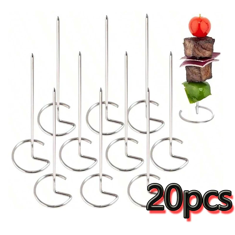 Stainless Steel Kabob Skewers - Reusable BBQ Kebab Sticks, 10/20/30 Pack