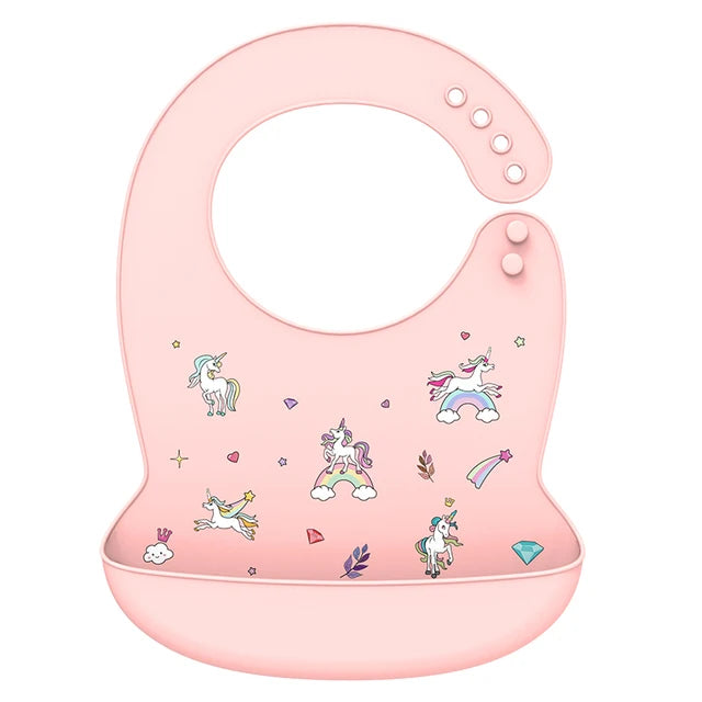 Silicone Baby Bib - Waterproof Feeding Apron with Crumb Catcher Pocket