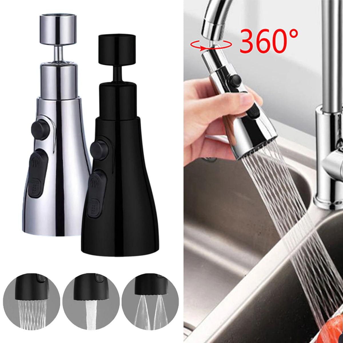 Kitchen Faucet - Kitchen Sink Tap in Silver or Black for Everyday Use