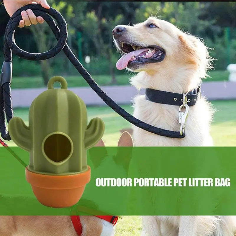 Cactus Dog Poop Bag Dispenser - Clip-On Waste Bag Holder for Walks and Hiking