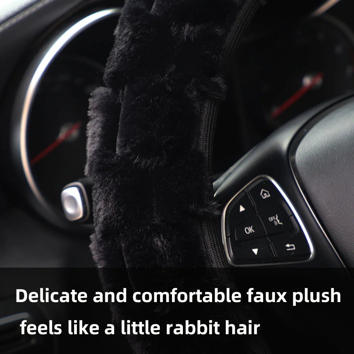 Faux Rabbit Fur Car Ring - Soft 3D Car Interior Decoration in 5 Colours