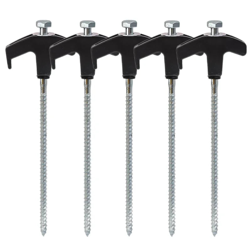 Screw Tent Pegs - Hexagonal Spiral Ground Stakes for Camping, Awnings and Decking, 5 and 10 Packs