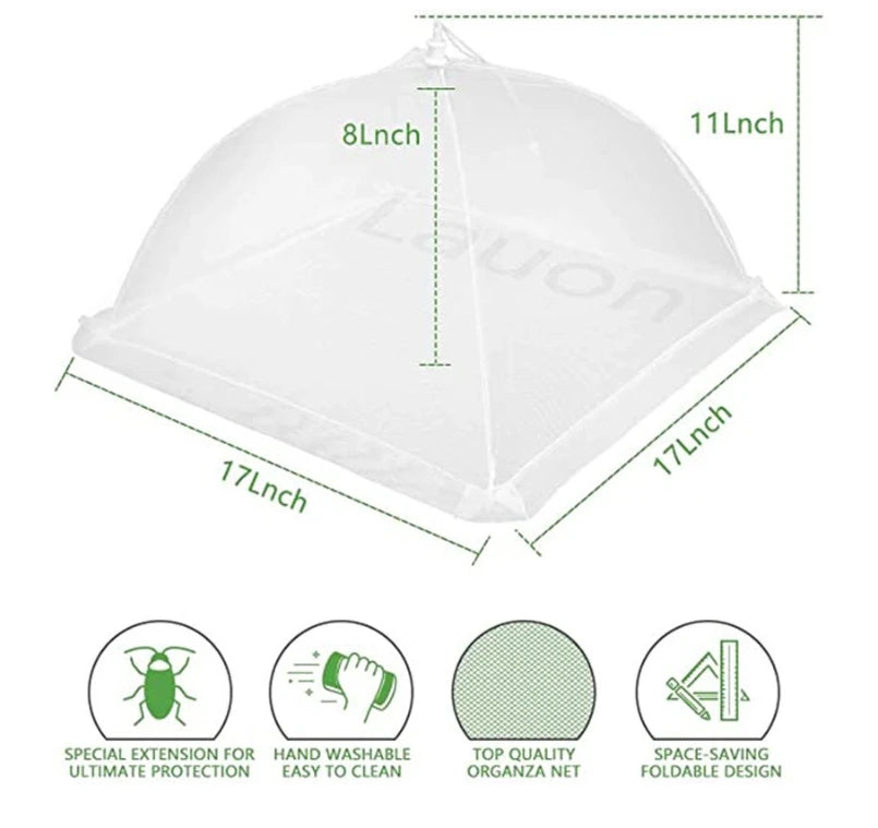 Foldable Mesh Food Cover - Pop-Up Fly & Mosquito Net Tent for Outdoor Dining