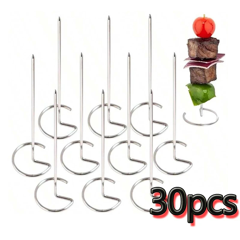 Stainless Steel Kabob Skewers - Reusable BBQ Kebab Sticks, 10/20/30 Pack