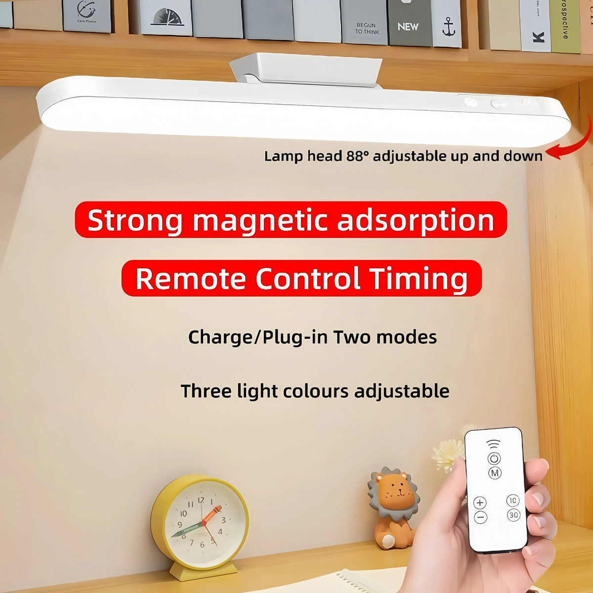 LED Table Lamp - Rechargeable Magnetic Dimmable Desk Light, 3 Colours