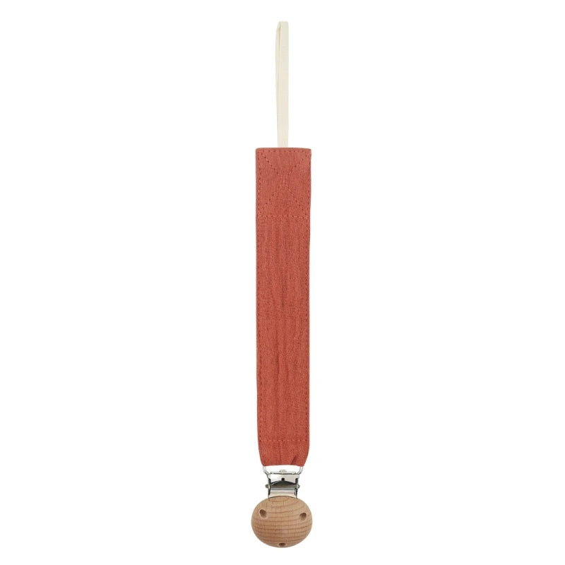 Baby Pacifier Clip - Cotton and Beech Wood Dummy Chain Holder, 26 cm