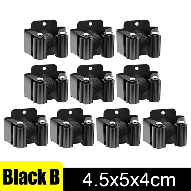 Wall Mounted Mop and Broom Holder Clips - Stainless Steel Hanging Storage Racks