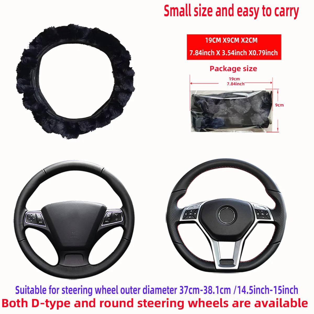 Faux Rabbit Fur Car Ring - Soft 3D Car Interior Decoration in 5 Colours