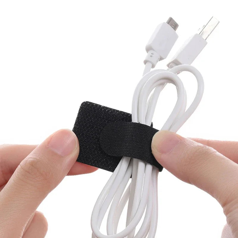 Adhesive Cable Management Straps - Reusable Nylon Cord Organiser Ties for Desks