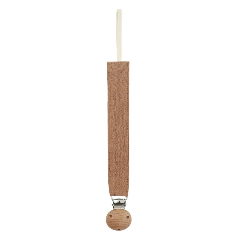 Baby Pacifier Clip - Cotton and Beech Wood Dummy Chain Holder, 26 cm